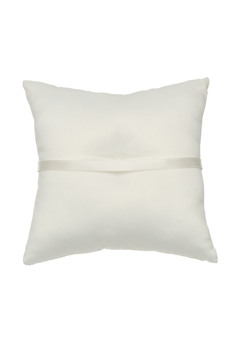 SAMKY Pearl Embroidered Flower Leaves Wedding Ring Bearer Pillow 7 Inch x 7 Inch - Ivory RP010I - Image 3